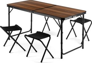 Outtec® Campingtisch mit 4 stühlen - 120 x 60 cm - höhenverstellbar Klein Tisch, Klapptisch, Balkontisch, Table - für Camping, Balkon, Garten, Strand