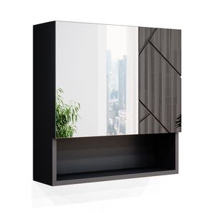 Kúpeľňová zrkadlová skrinka Livinity® Irma, 54 x 55 cm, antracitový vysoký lesk