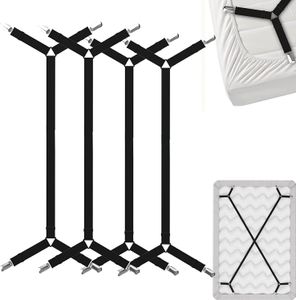 ALSTER HERZ® 4 Stück verstellbarer Bettlakenspanner mit Metallclips, H0374