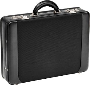 Aktenkoffer Laptop Arbeitskoffer für Beruf plus Dehnfalte Schwarz 46 cm Bowatex