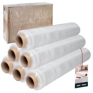 KOTARBAU® 6 Rollen Wickelfolie Stretchfolie 2,6 kg | L 350 m B 50 cm | Transparent Strechfolienrolle Stretchfolie transparent Folie Verpackungsfolie transparent Umzugsfolie für Möbel Packfolien Stretc