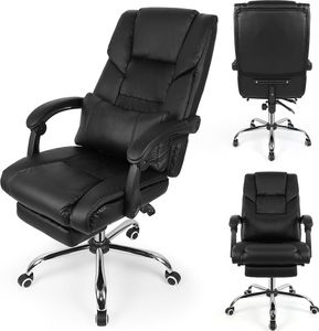 Racing Gaming Stuhl Bürostuhl Chefsessel Schreibtischstuhl mit Kopfstützen und Fußstütz bis 150Kg Schwarz