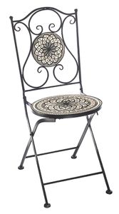 Kobolo krzesło ogrodowe mosaic look biało-szare H 90 cm - krzesło do jadalni krzesło balkonowe krzesło ogrodowe krzesło bistro deco składane krzesło metalowe krzesło deco fotel ogrodowy
