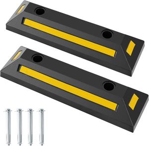 COSTWAY 2er zarážka na kola parkovací zábrany pryžové, parkovací zábrana na kola parkovací značení, garážová zarážka ochrana proti kolizi pro garáže parkoviště