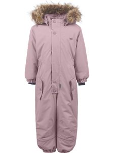 Minymo - Schneeanzug für Kinder - Abnehmbare Kapuze mit Kunstfell - Einfarbig - Holunderbeere, 98