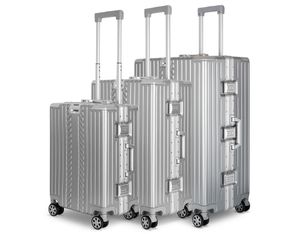 WINLIFE® 3in1 M+L+XL Handgepäck(53cm) + Checkin-Trolley(65cm) + XL Koffer(75cm) Reisekoffer SET mit Alu-Rahmen, ABS & TSA Nummern-Schloss | Silber