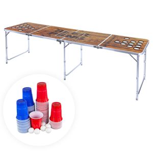 Albatros Beer Pong Tisch mit Kühlfach, inkl. 50 roten & 50 blauen Bechern, 6 Bällen, Bierpong Tisch oder Bierpongtisch
