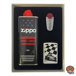 Zippo Geschenk Set, 1x Race Car, 1x Feuerzeugbenzin, 6 Feuersteine