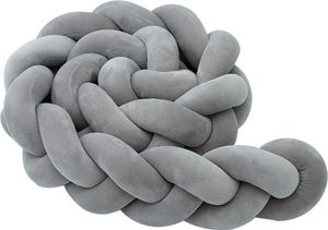 Bettumrandung,Baby Nestchen Bettschlange Babybett Stoßstange Weben Kantenschutz Kopfschutz Dekoration für Krippe Kinderbett (Grau, 200cm)