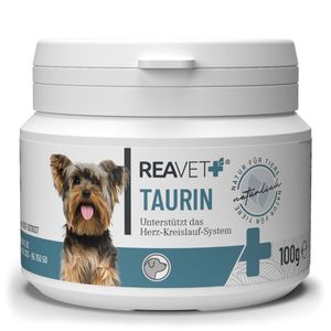 REAVET Taurin für Hunde 100g – Unterstützung des Herz-Kreislauf-Systems, Taurin Pulver 100% rein, Aminosäuren unterstützen Abwehrkräfte & Zellstoffwechsel