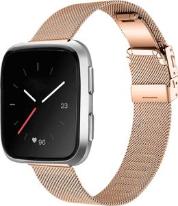 SYSTEM-S Armband Milanaise aus Metall für Fitbit Versa 3 2 Sense Smartwatch in Gelb