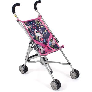 Bayer Chic 2000 Puppenwagen Einhorn Mini-Buggy Roma - Soft-Griffe, Anschnallgurt, flach zusammenklappbar, für Puppen bis 52 cm