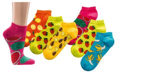 3 Paar bunte Früchte Sneaker für Damen und Teenager aus Baumwolle Sommer Socken Gr. 35/38