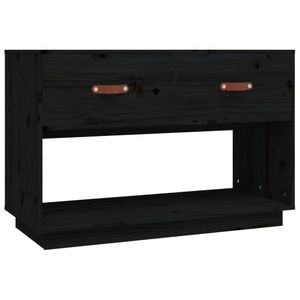 vidaXL TV-Schrank Schwarz 90x40x60 cm Massivholz Kiefer