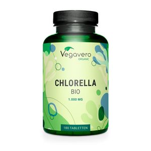 Vegavero Chlorella| 180 Tabletten | ReinesChlorella Pulver | Hochdosiert für optimale Nährstoffversorgung | Vegan