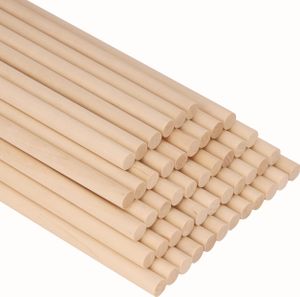 Belle Vous Holzstäbchen zum Basteln Natürlicher Holzstab Rund (50er Pack) 30cm Extra Lange Unbearbeitete Rundholz 10mm Durchmesser Unbehandeltes Holz