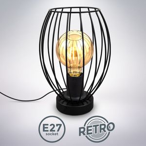 Tischleuchte schwarz Metall Draht Industrie Nachttischlampe Retro Vintage E27