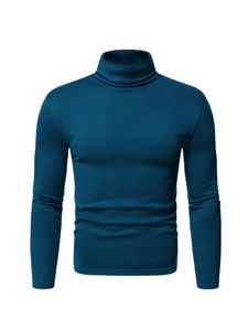 Herren Rollkragenpullover Plüsch Gefütterte Bluse Casual T-Shirt Strick Elegantpullover Marineblau,Größe XL