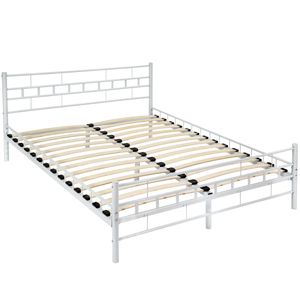 kovová posteľ tectake s lamelovým roštom v modernom dizajne - 200 x 140 cm, biela