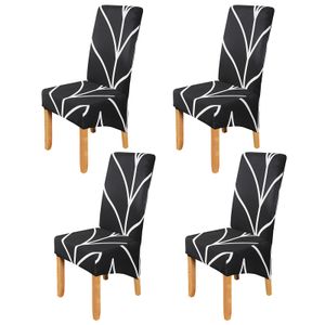 Stretch Stuhlhusse 4 pcs, Parsons Stuhl Slipcover-Stuhlbezüge für Speisesaal, Schwarzer Stil