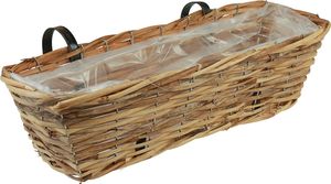 Skrzynka balkonowa wisząca rattanowa naturalna L51cm skrzynka na kwiaty vintage Skrzynka balkonowa wisząca rattanowa naturalna L51cm skrzynka na kwiaty vintage