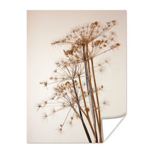 MuchoWow® Poster Getrocknete Blumen - Stillleben - Weiß - Pflanzen - Blumen 90x120 cm - Wohnzimmer