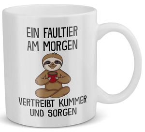 22Feels Faultier Tasse Süßes Tier Spruchtasse Geschenk Wichteln Arbeitskollege Büro Humor Witzig Secret Santa Geburtstag Weihnachten Kaffeetasse Frauen Männer Haferl