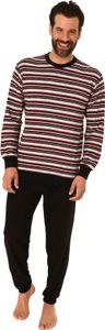 Herren Frottee Pyjama, Schlafanzug mit Bündchen - in toller Streifenoptik - 291 101 13 003 ; grau-melange , 54