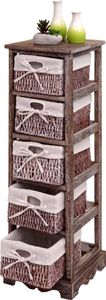 Regal Kommode mit 5 Korbschubladen 90x25x28cm, Shabby-Look, Vintage  braun