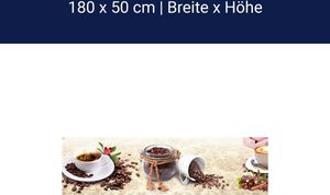 Küchenrückwand Kaffee Tasse Glas Schokolade Haselnuss M1170 – Hartschaum / 180cm / 50cm