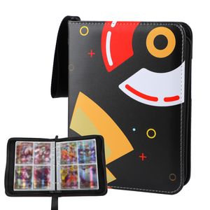 Forever Tragbare Pokemon Sammelalbum,Karten Sammelalbum,50 Seiten 400 Taschen Hefte für Karten,Kompatibel Diverse Karten,Wasserdicht PU Leder SchwarzG