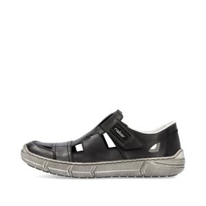 Rieker Herren Slipper Leder Halbschuh Sandale Klettverschluss 04050, Größe:43 EU, Farbe:Grau