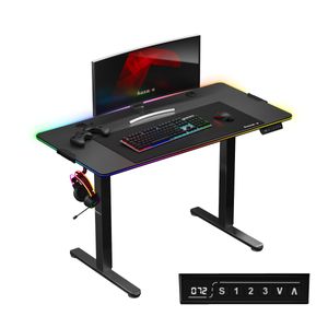Huzaro Hero 8.2 RGB | LED Elektrisch Computertisch Bürotisch Schreibtisch Stehtisch 120 x 60 cm Höhenverstellbarer | Stufenlos verstellbar | Schwarz
