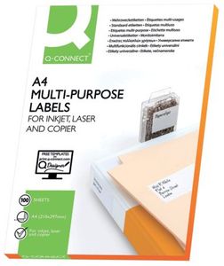 Q-Connect® KF10660 Inkjet+Laser+Kopier-Etiketten - 105,0x148,5 mm, weiß, 400 Stück/100