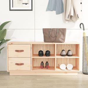 vidaXL Ławka na buty 100x34x45 cm z litego drewna sosnowego - Ławka na buty - Ławki na buty - Ławka z miejscem do przechowywania - Stojak na buty