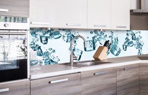 Küchenrückwand Folie selbstklebend EISWÜRFEL 260 x 60 cm - Klebefolie - Dekofolie - Spritzschutz für Küche -