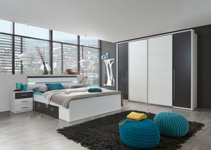 Bettanlage Schlafzimmer komplett Set "MARS" Schrank Kleiderschrank Bett