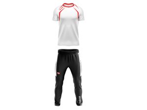 alpas Fitnessshirt/Laufshirt + Trainingshose/Sporthose Spirit Weiß/Rot Gr. XS (164)