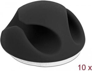 DELOCK Kabelhalter Mini mit 2 Durchführungen Set 10 Stück