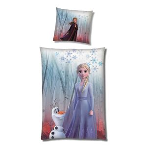Frozen 2 Die Eiskönigin Winter-Bettwäsche für Mädchen · Fleece Kinderbettwäsche 135x200 80x80 cm extra weich · Kuschelbettwäsche mit Anna und Elsa Motiv mit Reißverschluss