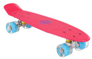 Amigo skateboard - Komplette Mini Cruiser - Skateboard für Kinder und Erwachsene - mit Led Leuchtrollen und ABEC-7 Kugellager - 55 x 15 cm - Rosa