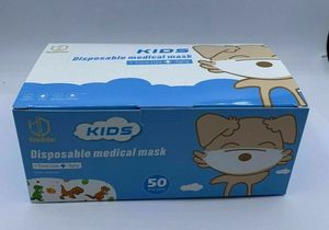 50x Kinder Maske Atemschutzmaske 3-lagig Mund-Nasen-Schutz Einweg EN14683:2019 Typ 1 DINO Motiv Disposable medical mask (non-sterile)