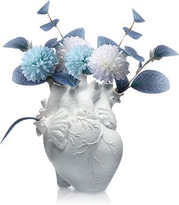 Herz Vase, Herzform Harz Blumentopf Weiß Tischdekoration Wohnkultur, Dekoration für Wohnzimmer und Schlafzimmer Dekorative Vase (Weiß)