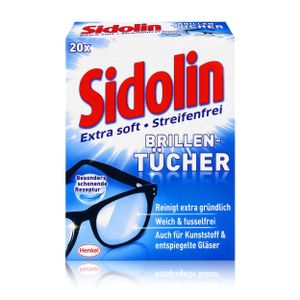 Sidolin Brillen Putztücher 20 Tücher - Extra Soft & Streifenfrei (1er Pack)