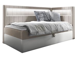Mirjan24 Boxspringbett Gold Junior 3 80x200, Einzelbett mit Bonellfederkern, Härtegrad - H3 (Farbe: Soft 017 + Fresh 01, Seite: Rechts)