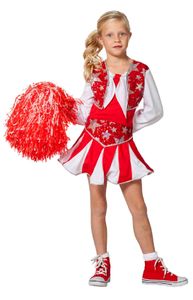 W3182-A-140 rot-weiß Kinder Mädchen Cheerleader Tänzer Trikot Kostüm Gr.140