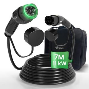 GONEO Typ 2 Ladekabel für Elektroauto 11kW 7M 16A 3 Phase, Kompatibel mit allen Typ 2 CCS2 EVS/PHEVS, EV Ladekabel, Flexible und hohe Abriebfestigkeit