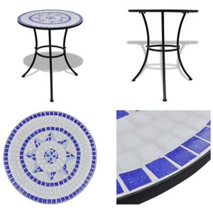 vidaXL Bistrotisch Blau und Weiß 60 cm Mosaik - Tisch - Tische - Gartentisch - Gartentische