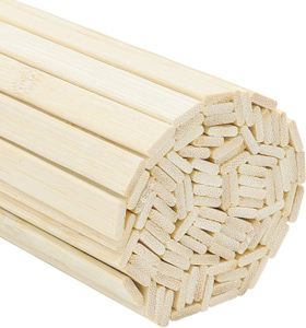 Belle Vous Bambus Holzstäbe Extra Lang zum Basteln aus Naturholz (100 Stk) - 40cm Stabile Holzstäbchen Holzdübel Rechteckige Bastelstäbchen aus Holz Bambusstäbe Bambusstangen zum Basteln