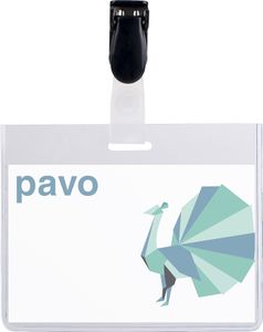 pavo Namensschild oben geschlossen mit Clip 60 x 90 mm